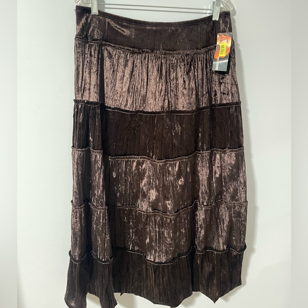 Deadstock Y2K Necessary Objects Brown Velvet Skirt - image 1